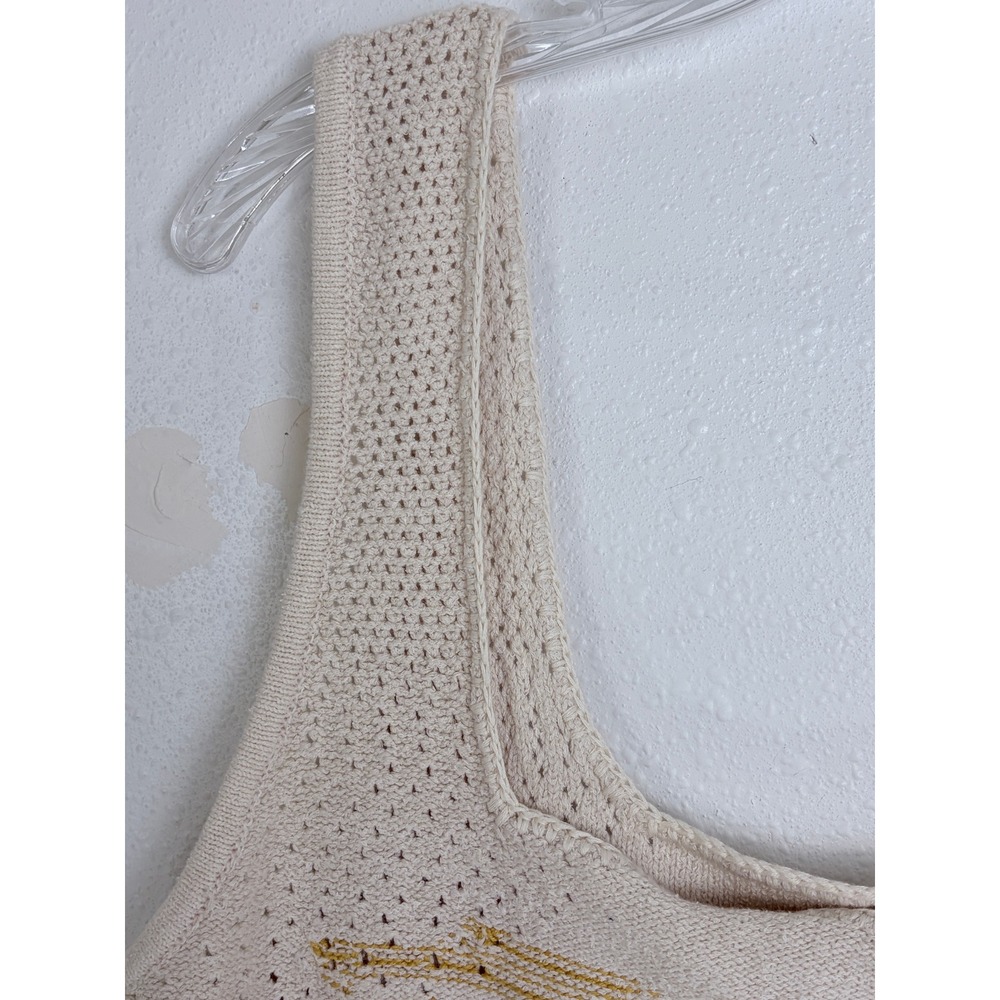 NWT  Pilcro Anthropologie Floral Intarsia Knit Tank Top Cream XL - Picture 3 of 11